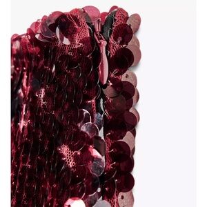 Zara Burgundy Sequin Pouch